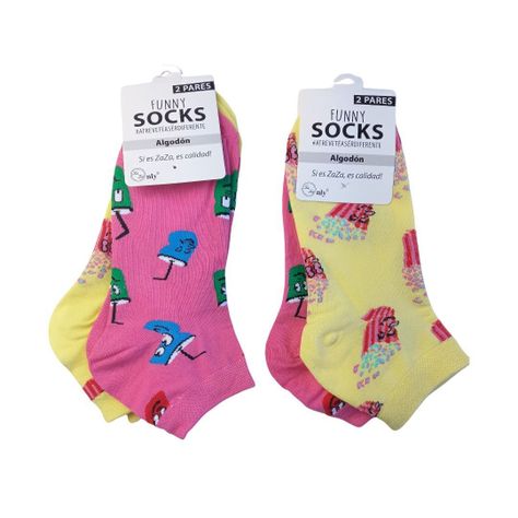 Calcetines Tobilleras Diseños Mujer pack de 4 pares -0