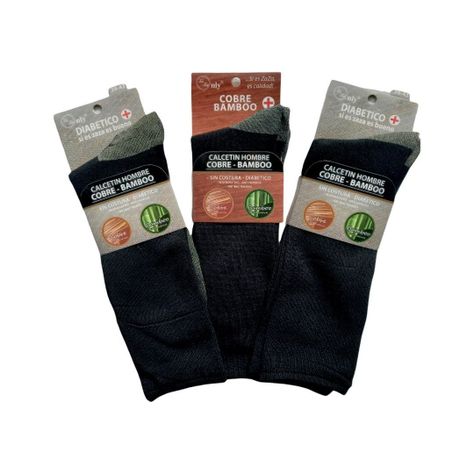 Pack De 3 Pares De Calcetines Hombre Cobre Bambu Tradicional Negro-0