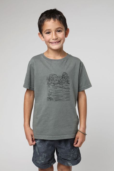 Polera manga corta kids Punta de lobos verde -0