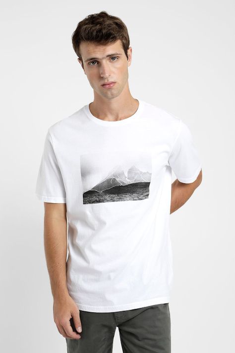 Polera manga corta hombre Paine blanco -0