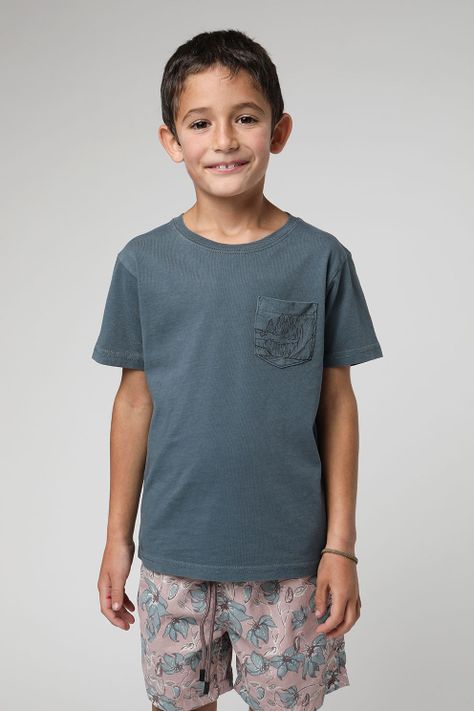 Polera manga corta kids Torres azul -0