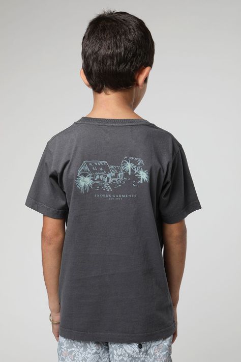 Polera manga corta kids Bungalow grafito -1