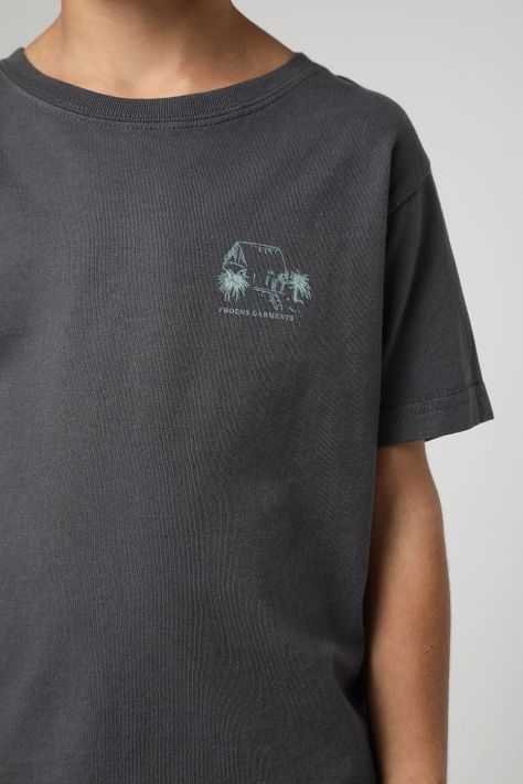 Polera manga corta kids Bungalow grafito -2