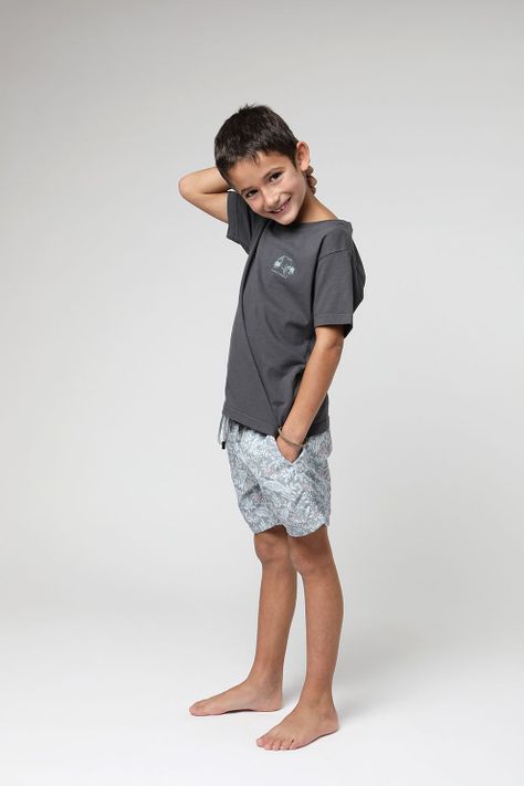 Polera manga corta kids Bungalow grafito -3