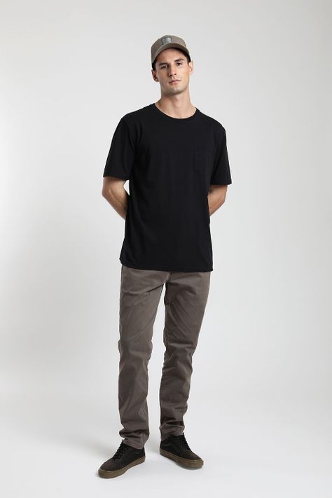 Polera manga corta hombre Bolsillo Stitch negro -3