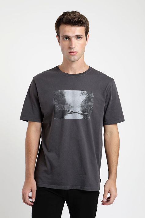 Polera manga corta hombre Rio grafito -0