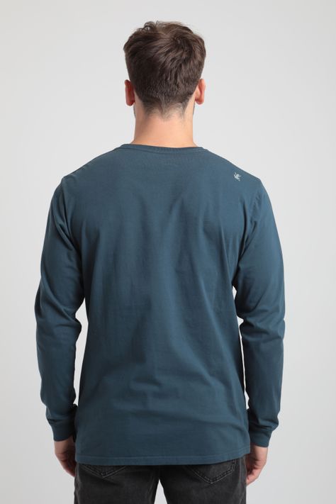 Polera manga larga hombre montaña azul -2