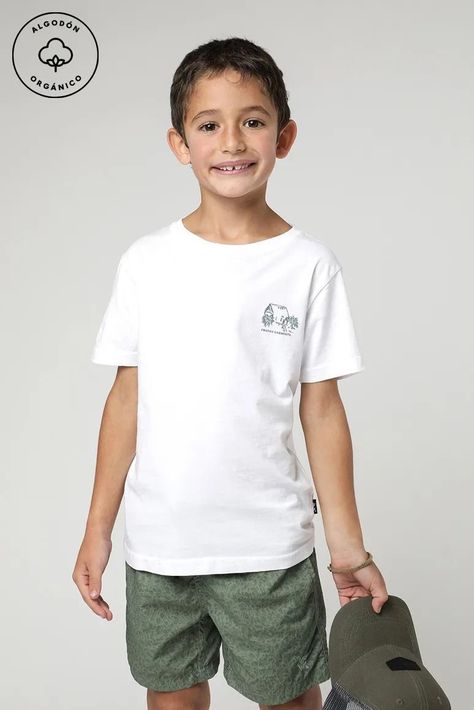 Polera manga corta kids Bungalow blanco -0