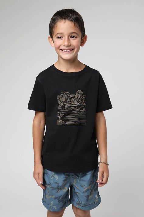 Polera manga corta kids Punta de lobos negro -0