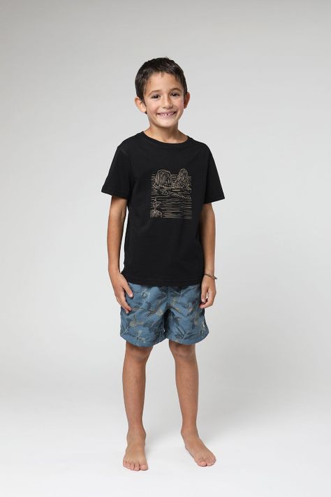 Polera manga corta kids Punta de lobos negro -3
