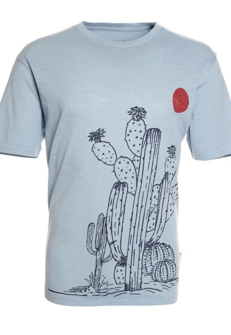 Polera Manga Corta Cuello Redondo Print Celeste-3