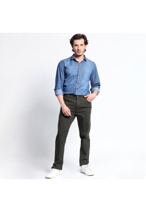 Camisa Manga Larga Denim Basica Regular Fit-2