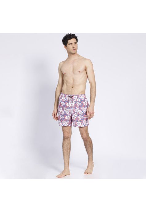 Traje de Baño Estampado Rosado-0
