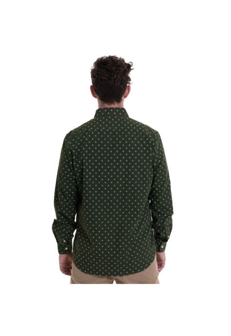 Camisa Estampada Microprint Verde Musgo-1