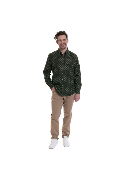 Camisa Estampada Microprint Verde Musgo-2