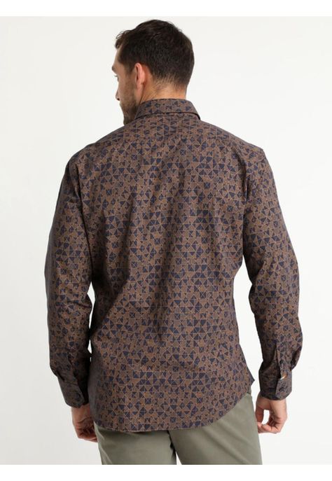 Camisa Trevira Estampada Café Oscuro-2
