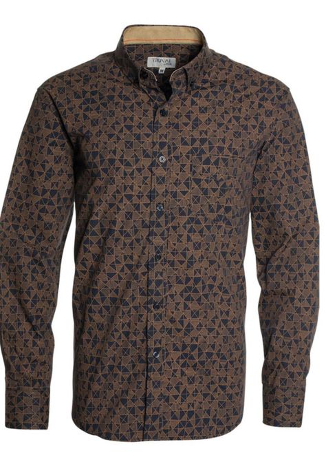Camisa Trevira Estampada Café Oscuro-3