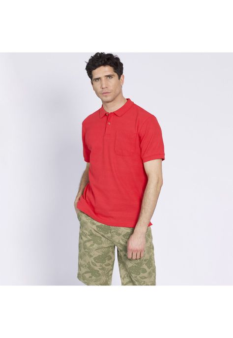 Polera Manga Corta Pique Lisa Rojo-2