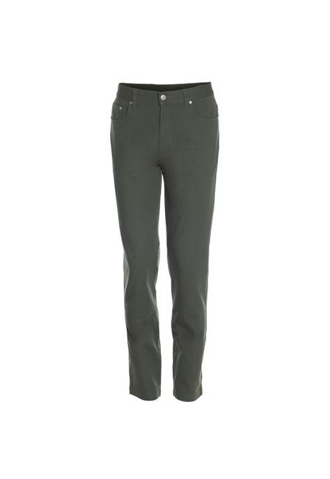 Pantalón Hombre Canvas 5 Bolsillos Spandex Verde oscuro-0
