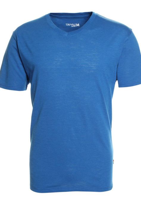 Polera Manga Corta Cuello V Azul-3