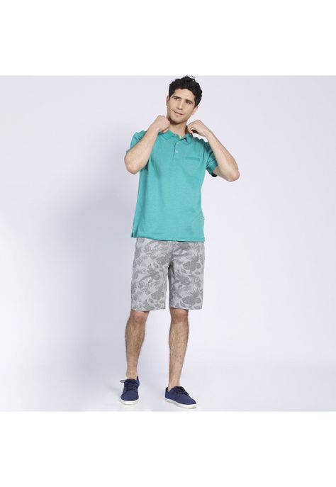 Polera Manga Corta Jacquard Mc Azul-2