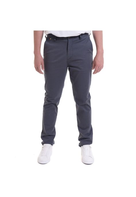 Pantalon Frente Plano Spandex Azul Piedra-0