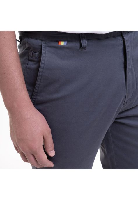 Pantalon Frente Plano Spandex Azul Piedra-3