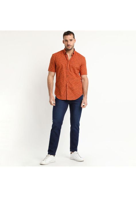 Camisa Estampada Diseño Mc Naranja-0
