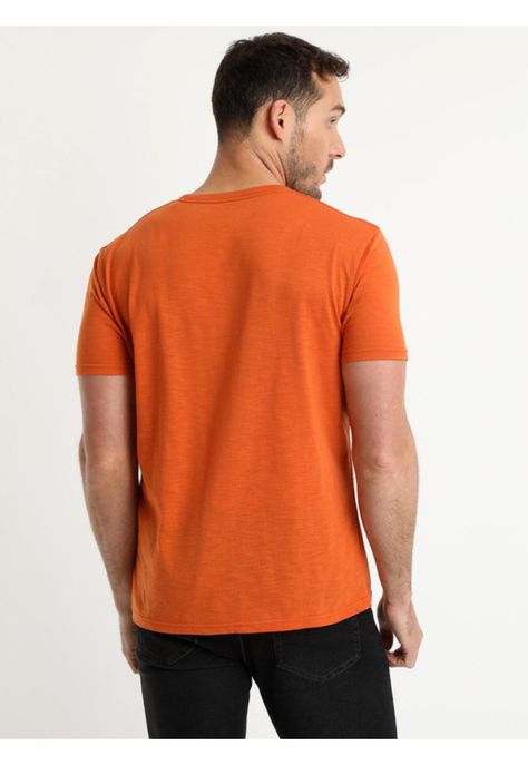 Polera Manga Corta Cuello V Naranjo oscuro-2