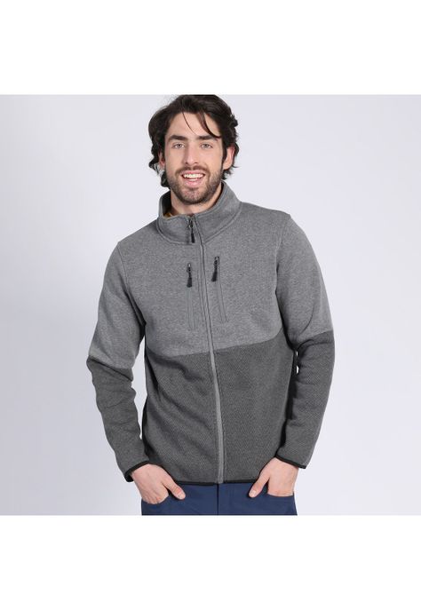 Polerón Full Zipper Print Gris oscuro-1