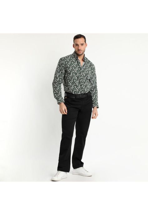 Camisa Trevira Estampada Verde Musgo-0