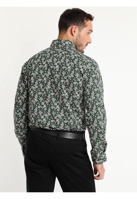Camisa Trevira Estampada Verde Musgo-2