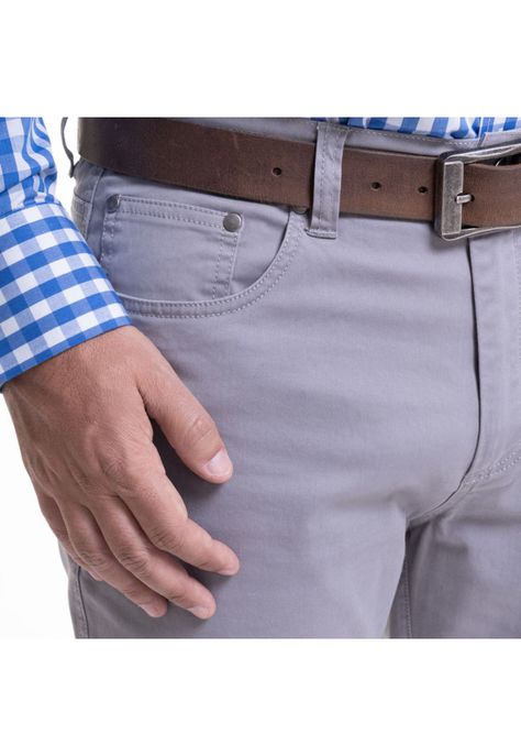 Pantalón 5 Bolsillos Spandex Gris Claro-3