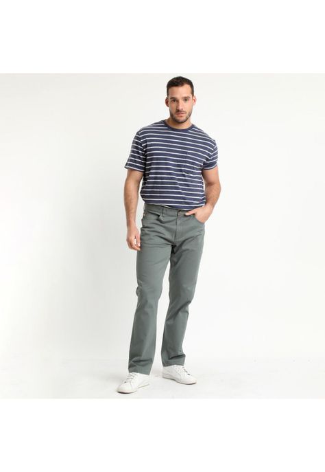 Pantalón Spandex 5 Bolsillos Regular Fit Verde Petróleo-0