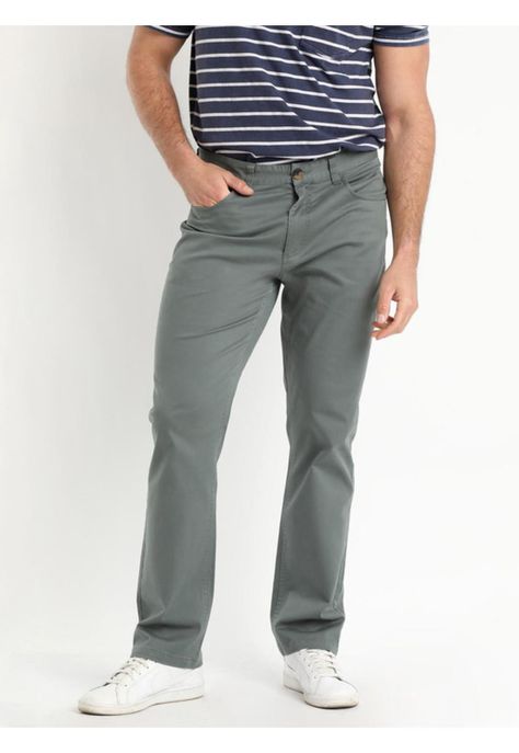 Pantalón Spandex 5 Bolsillos Regular Fit Verde Petróleo-1