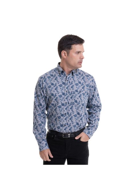 Camisa Villela Estampada Gris Claro-0