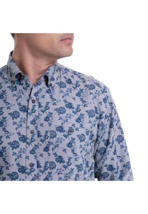 Camisa Villela Estampada Gris Claro-3