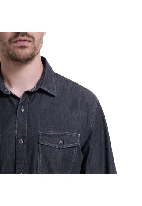 Camisa Denim Básica Gris Oscuro-3