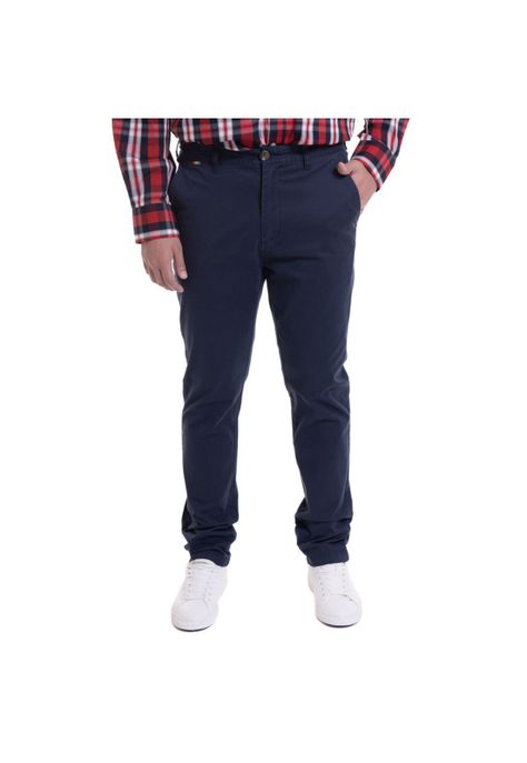 Pantalon Frente Plano Spandex Azul-0