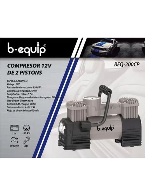 Compresor De Aire Auto 12v De 2 Pistones 150 Psi B-equip-1