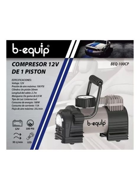 Compresor De Aire Auto 12v De 1 Piston 100 Psi B-equip-1