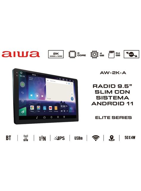 Radio Auto Android Resolución 2k De 9,5'' Con 4gb Ram Aw-2k-1