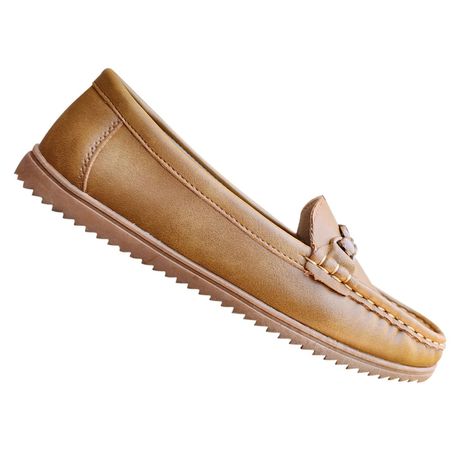 Mocasin Clasico Para Mujer Suela Baja Comoda Camel 7463-0
