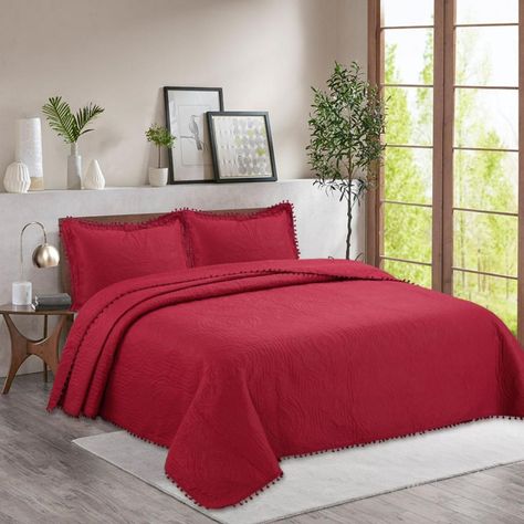 Cubrecama Quilt De Verano King 2.5 Plazas Pompones Burdeo-0