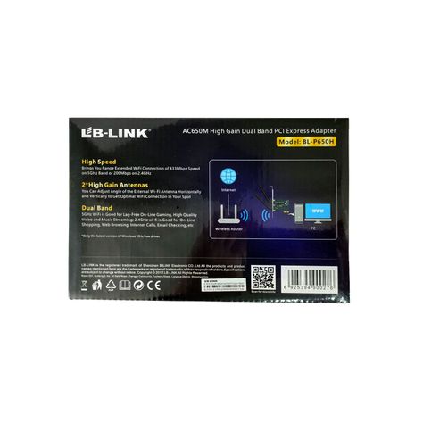 Adaptador PCI Express WIFI AC650 Dual Band 650MBPS HIGH GANG 2 Antenas 2dBi / BL-P650H LB-Link-4