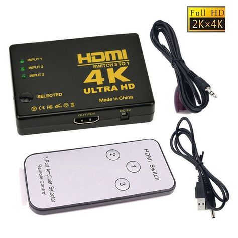 Switch HDMI 3 Entradas 1 Salida 4K Control Remoto Birlink-1
