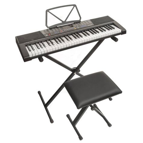 Kit Teclado Musical Epic 61 Teclas Con Sillin Y Atril-0