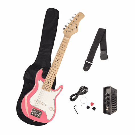 Pack Guitarra Eléctrica Niños Con Amplificador 2W Epic Rosada-0