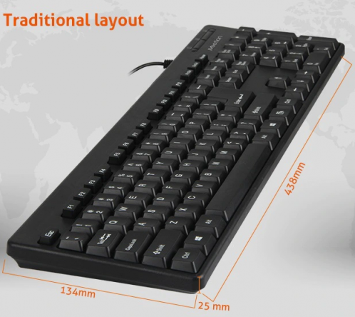 K100, Teclado Oficina Alámbrico USB, MEETION-1