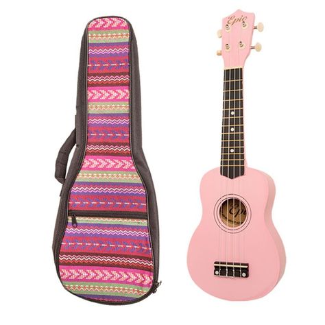 Ukelele 21 Pulgadas Rosado Con Funda Acolchada Epic-2
